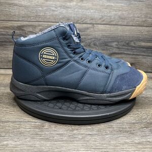 Azooken Boots Men's 11 Black Faux Lined Lightweight Winter Snow Hiking Blue